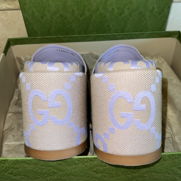 GUCCI GG Monogram Jumbo GG Platform Slide Wedge Sandals 40🎀🎁💝 AUTHENTIC 💖 - Picture 5 of 8